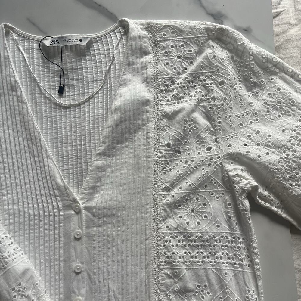 Zara White Eyelet Maxi Dress - Picture 8 of 11